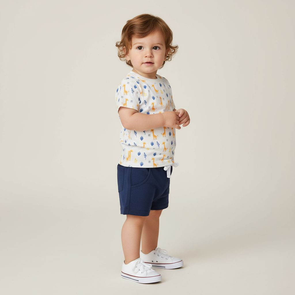 Camiseta Manga Curta Estampada Girafa