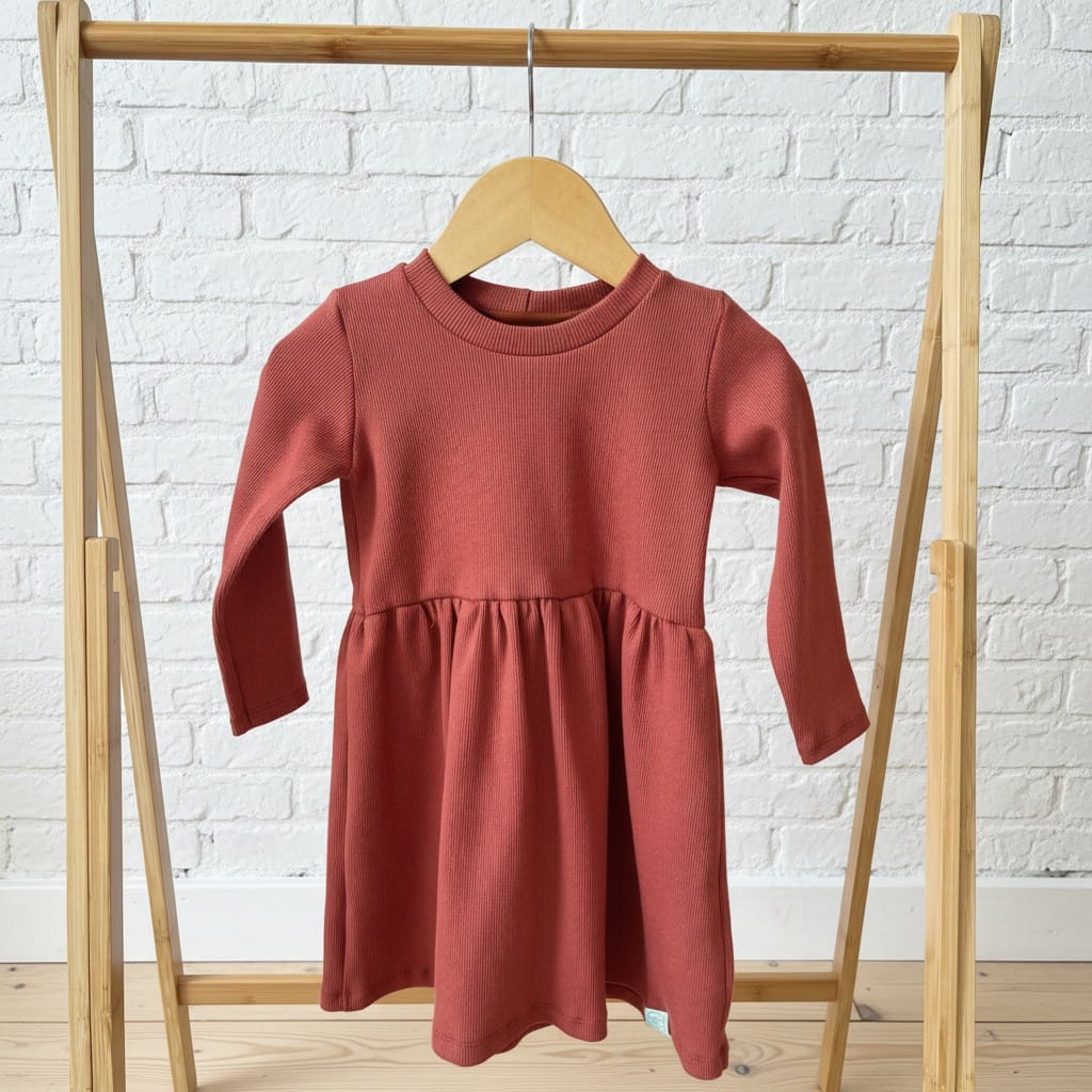 Vestido Canelado Manga Longa Rose Blush