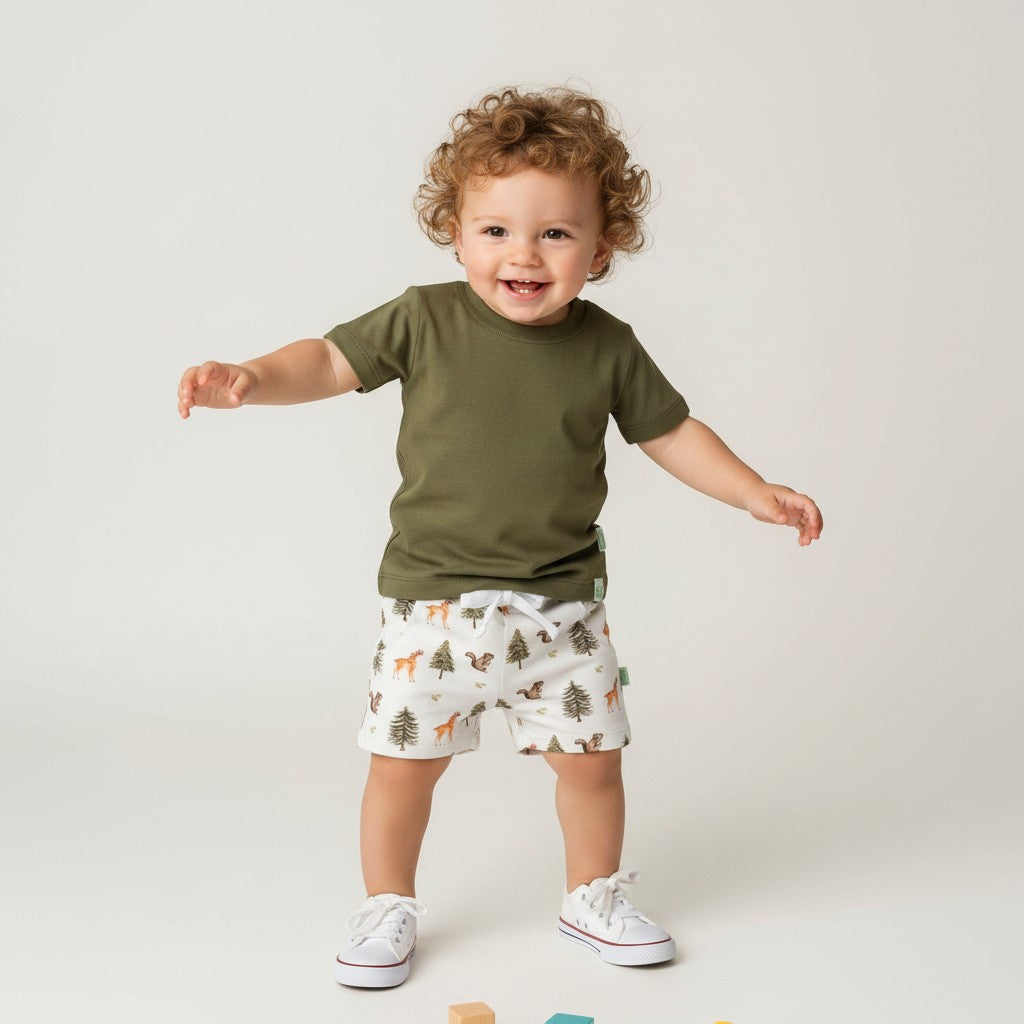 Camiseta Manga Curta Lisa Verde Oliva