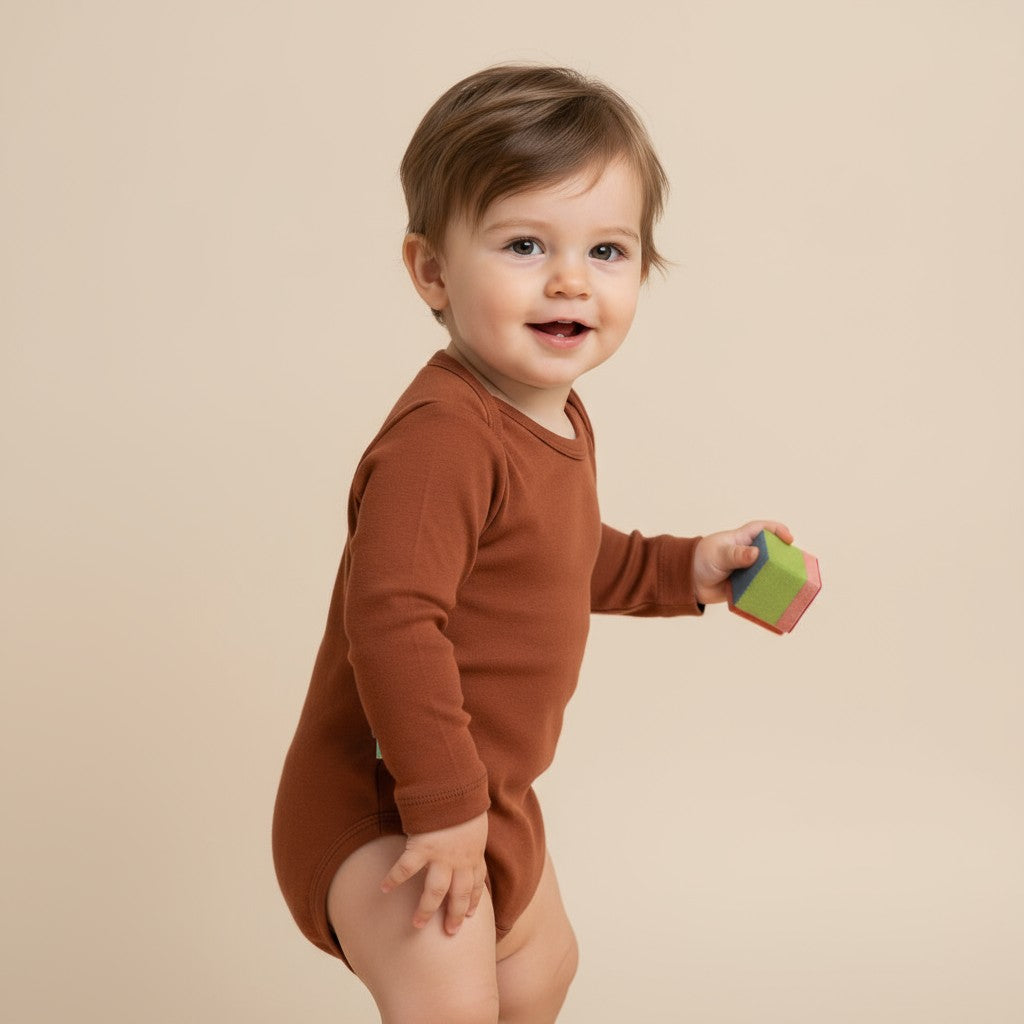 Body Manga Longa Marrom