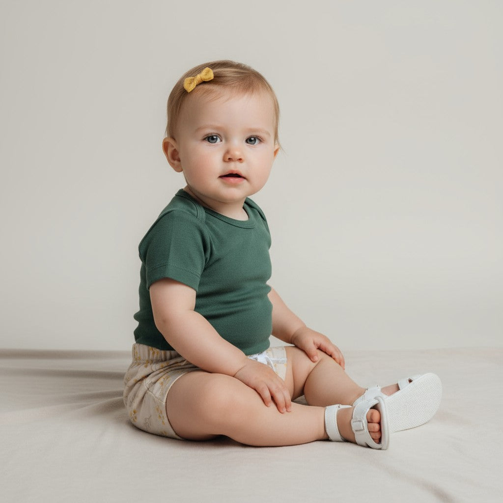 Body Manga Curta Verde Folha