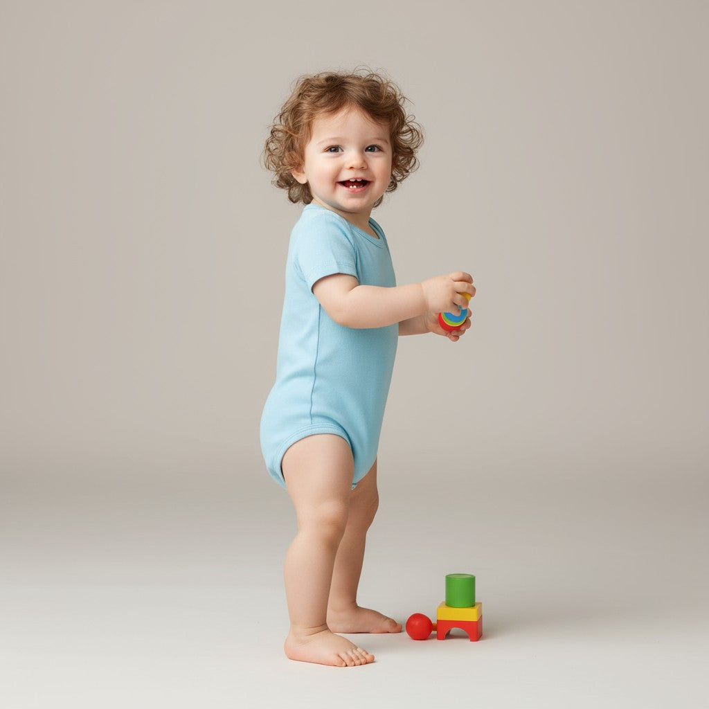 Body Manga Curta Azul