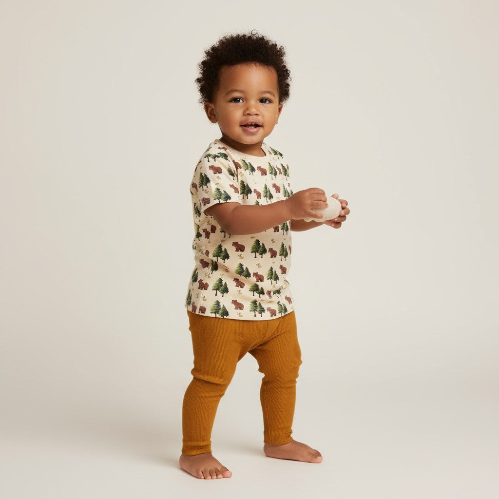 Calça Canelada Mostarda