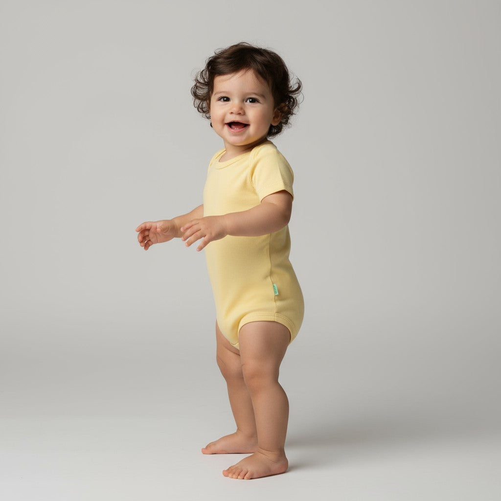 Body Manga Curta Amarelo