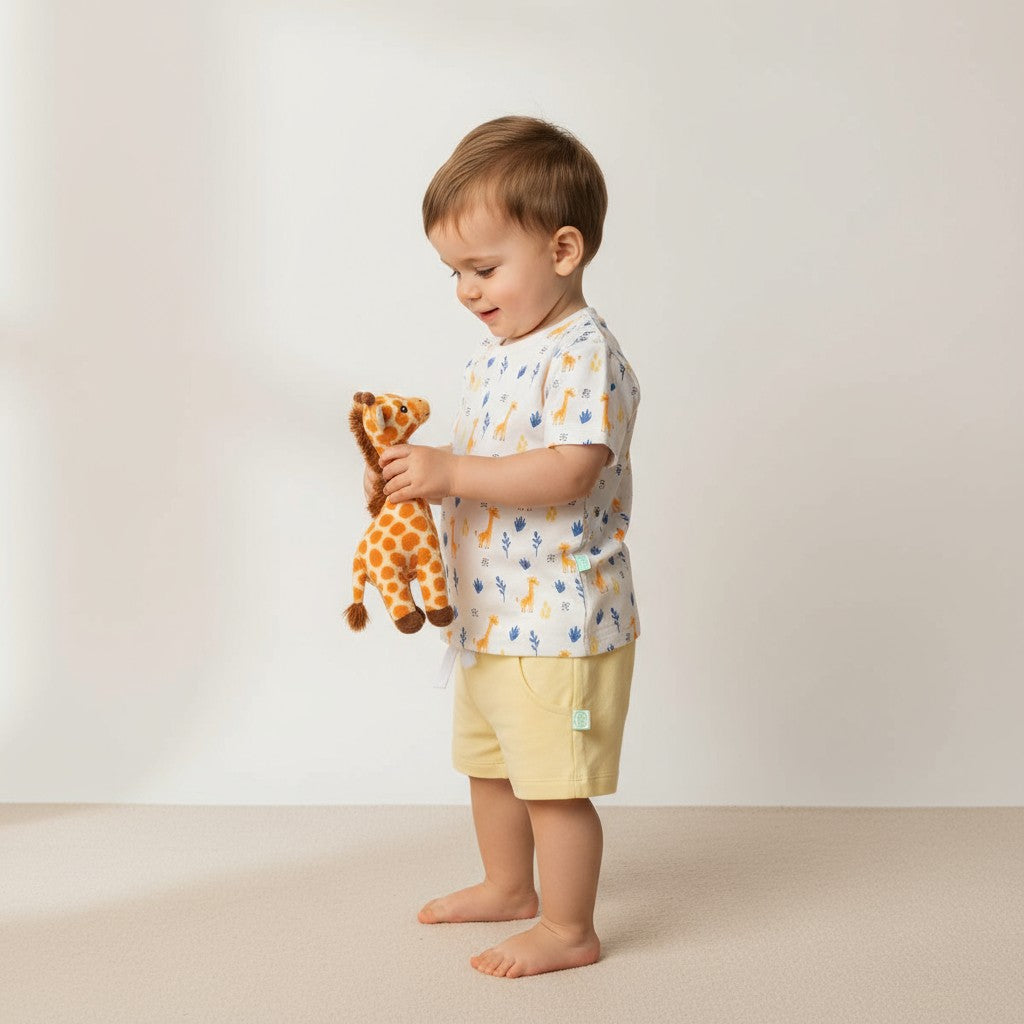 Camiseta Manga Curta Estampada Girafa