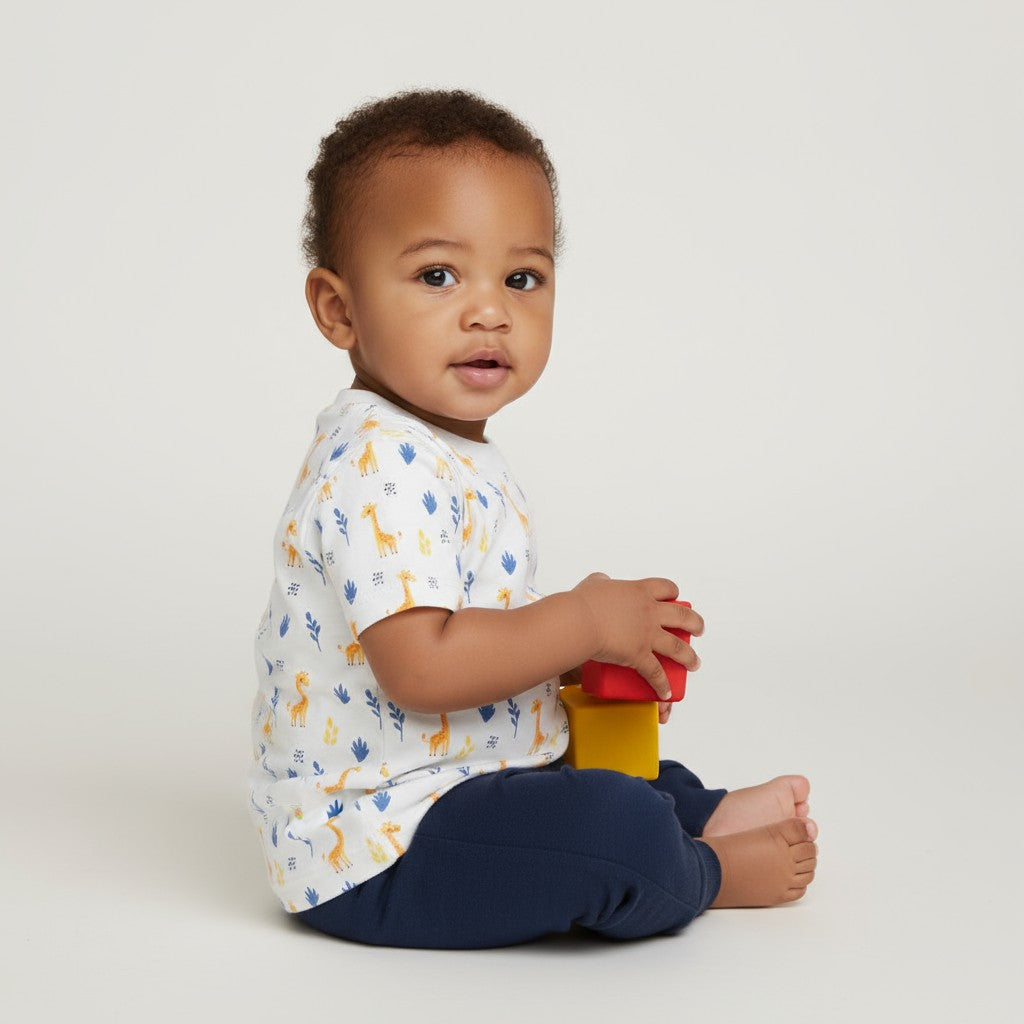 Camiseta Manga Curta Estampada Girafa