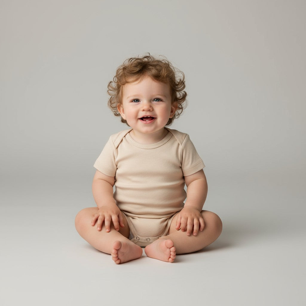 Body Manga Curta Bege