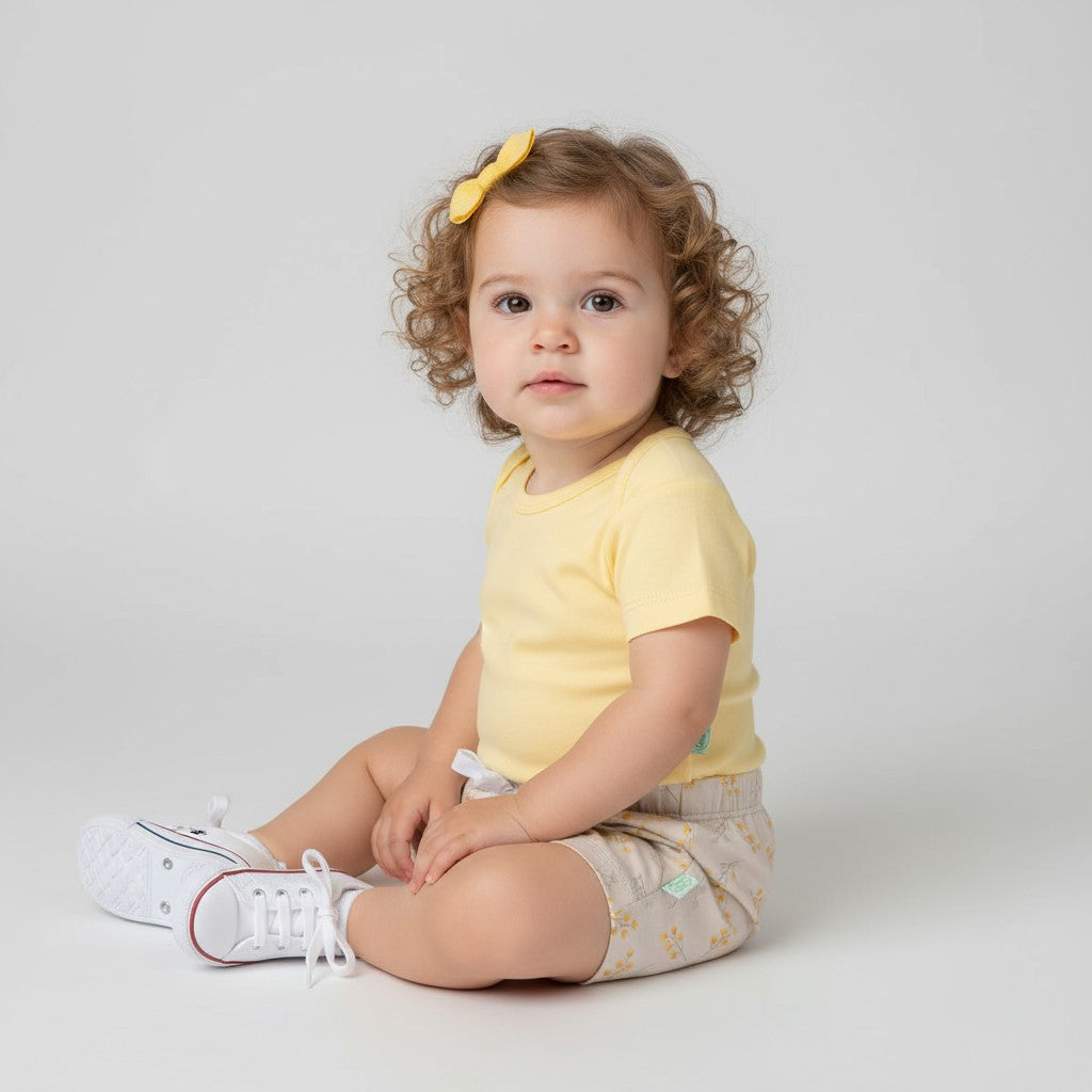 Body Manga Curta Amarelo